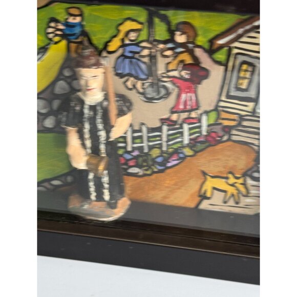 Handcrafted Shadow Box Art "School Maam" By L.D. Wandi Signed 2021 Folk Style 7 - Picture 4 of 8